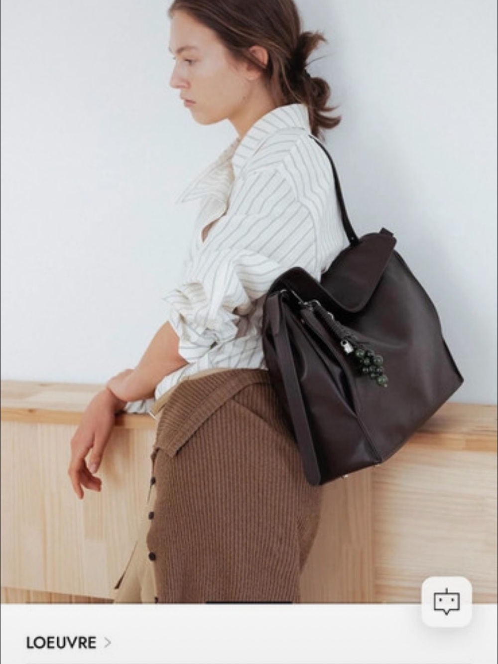 Loeuvre Large Trapeze Shoulder Bag - Dark Brown - Picture 14 of 15